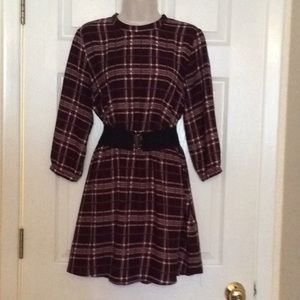 Forever 21 plaid plum dress sz L